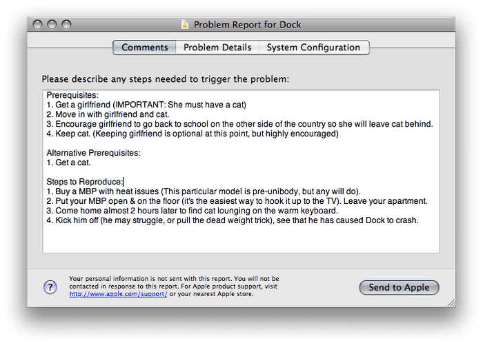 problem report cat